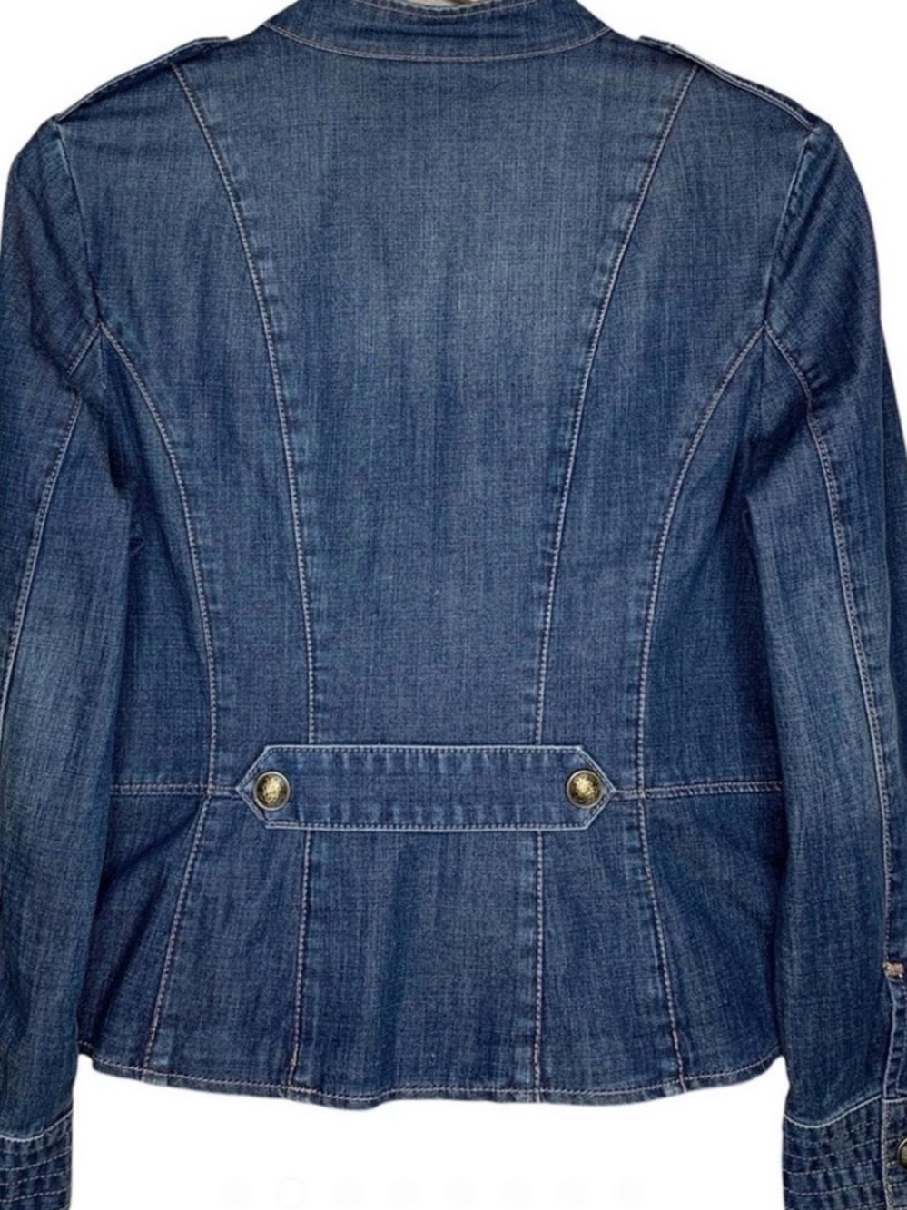 CHICOS Denim Military-Style Jacket - Blue - Picture 4 of 12
